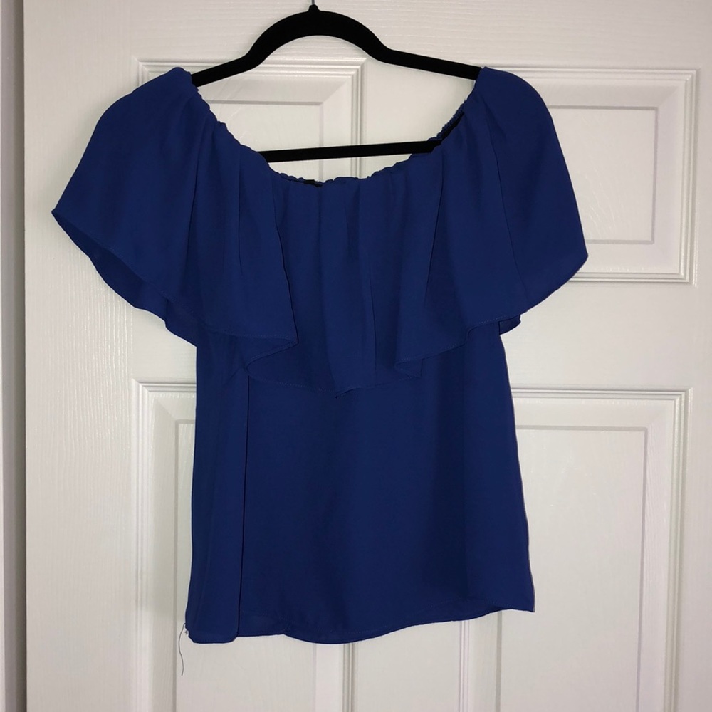 Blue off the shoulder blouse